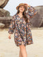 Plus Size Printed V-Neck Balloon Sleeve Mini Dress