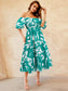 Printed Off-Shoulder Balloon Sleeve Dress