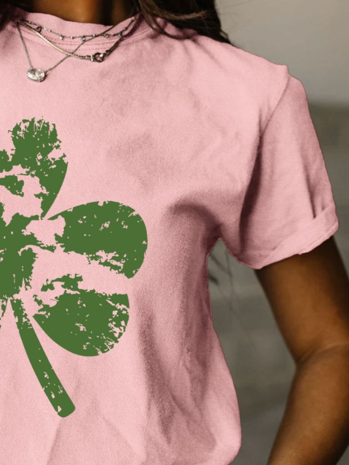 Full Size Lucky Clover Round Neck Short Sleeve T-Shirt