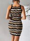 Openwork Striped Spaghetti Strap Knit Dress