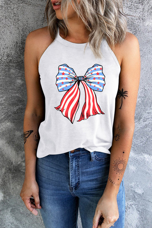 Bow Graphic Grecian Neck Tank