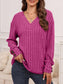 Ribbed V-Neck Long Sleeve T-Shirt