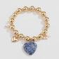 Natural Stone Gold-Plated Heart Bracelet