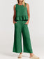 Full Size Round Neck Top and Wide Leg Pants Set