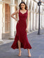 Ruffled Sweetheart Neck Fishtail Cami Dress