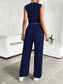 Devine Mock Neck Sleeveless Top and Drawstring Pants Set