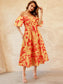 Printed Off-Shoulder Balloon Sleeve Dress