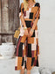 Devine Color Block V-Neck Top and Wide Leg Pants Set