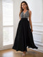 Contrast Sequin Sleeveless Maxi Dress