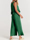 Full Size Round Neck Top and Wide Leg Pants Set