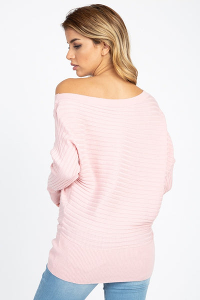 One Shoulder Ribbed Sweater