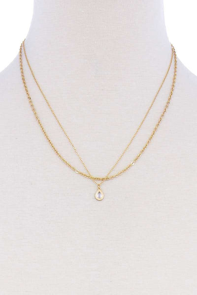 Double Layer Chain Teare Drop Necklace