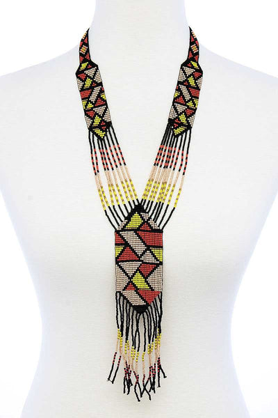 Trendy Ancient Pattern Beaded Long Necklace