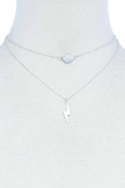 Double Layer Lightning And Cloud Pendant Necklace
