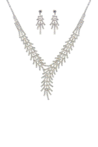Stylish Rhinestone Sparkling Necklace And Earring Set