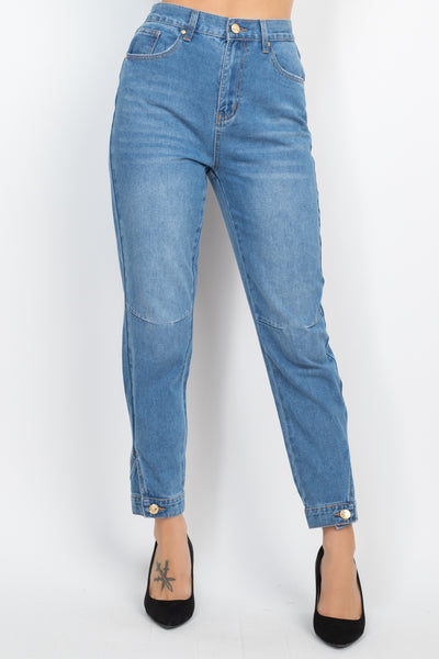 Cuffed-button Mom Jeans